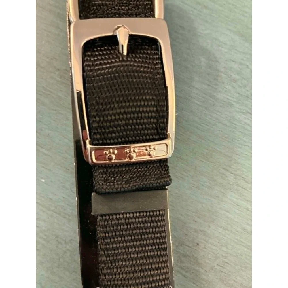 Paws Premium Dog Collar Large Black New Extra Strength Adjustable Nylon Buckle